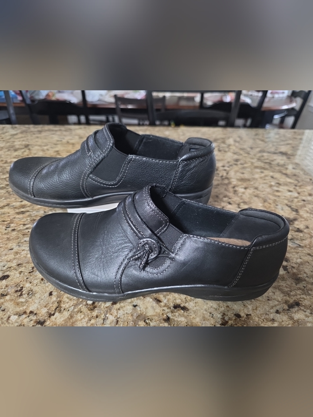 Clarks Womens Cheyn Madi Loafer Size 8.5 Flat Slip On Shoe Black Leather Shootie
